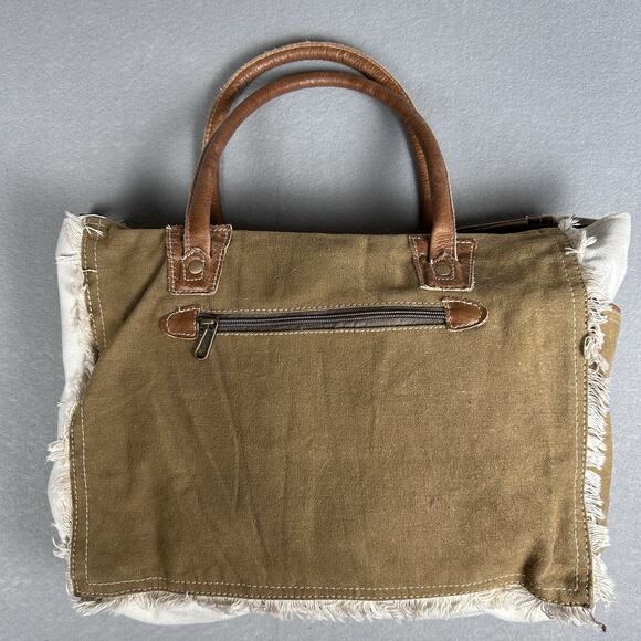 Myra Bags Sel De Mer Upcycled Canvas Leather Handles zip closure carry all - Picture 2 of 10